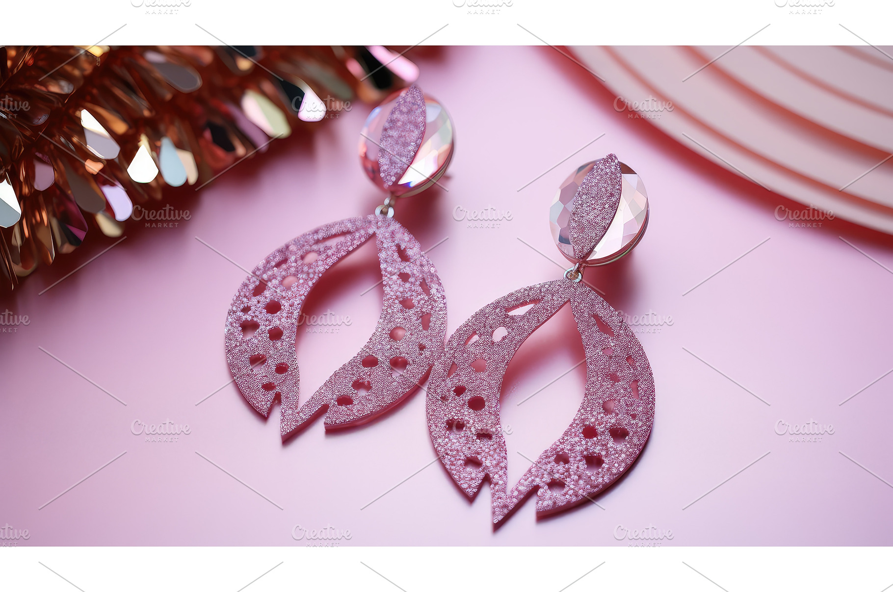 earrings pink glitter paper ai, a Background Photo by pikepicture