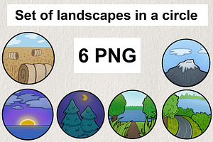 Set of landscapes in a circle 6 PNG