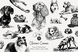 95 line art Dogs clip art