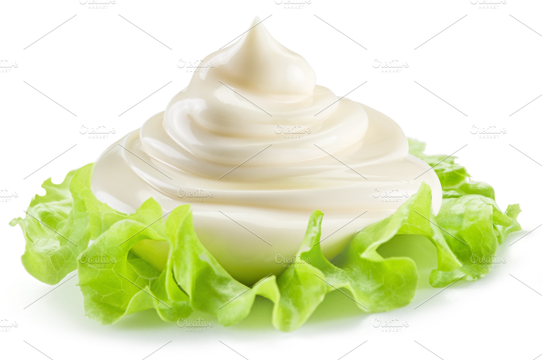 Handful of mayonnaise over lettuce, a Food & Drink Photo by Volff