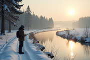 Winter Fishing at Sunrise Photo, a Holiday Photo by Aura Canyon HQ (Thumbnail 1 of 6)