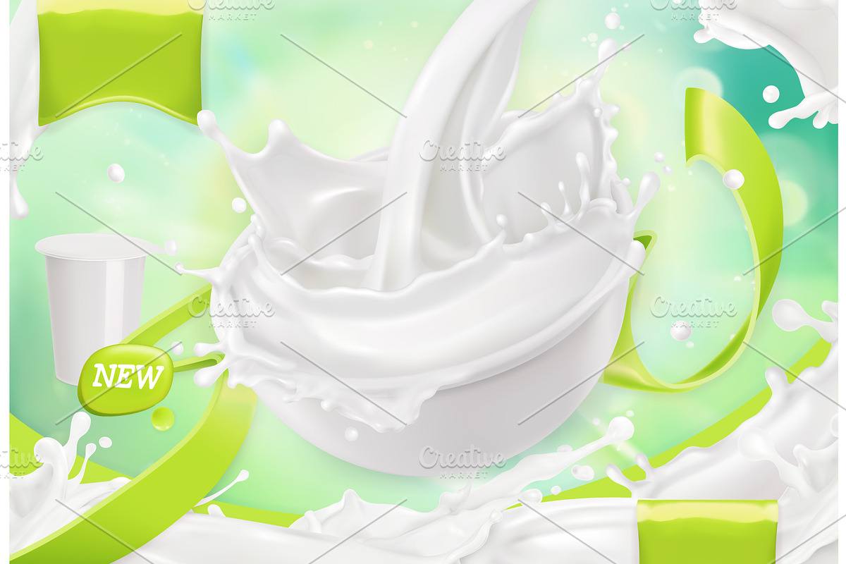 White cream splash. Vector, a Food Illustration by Allevinatis Studio
