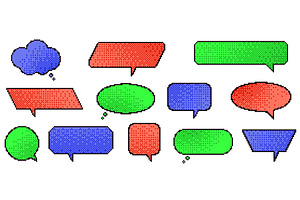 Color pixel speech bubble. Retro, an Illustration by YummyBuum