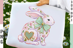 Floral Easter Bunny PNG Happy Easter, an Illustration by Craft Nest