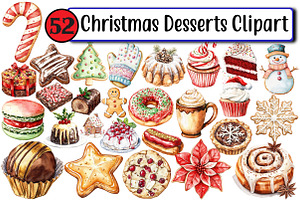 Christmas Desserts Clipart, an Illustration by Design Market
