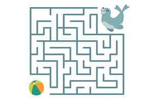 Children maze game with animal. Help, an Education Illustration by LadadikArt