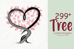 299 Romantic heart tree illustration