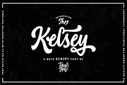 Kelsey - Bold Script Logotype, a Script Font by tebaltipislab (Thumbnail 1 of 9)