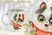 Cute grey kitten in Santa cap, an Animal Illustration by Azuzlikus (Thumbnail 2 of 3)