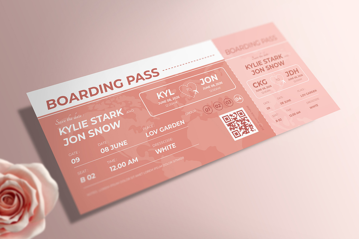 Boarding Pass Wedding Invitation, a Card Template by Aarley Kaiven (Photo 1 of 5)