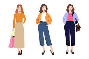 Hand drawn female entrepreneurs