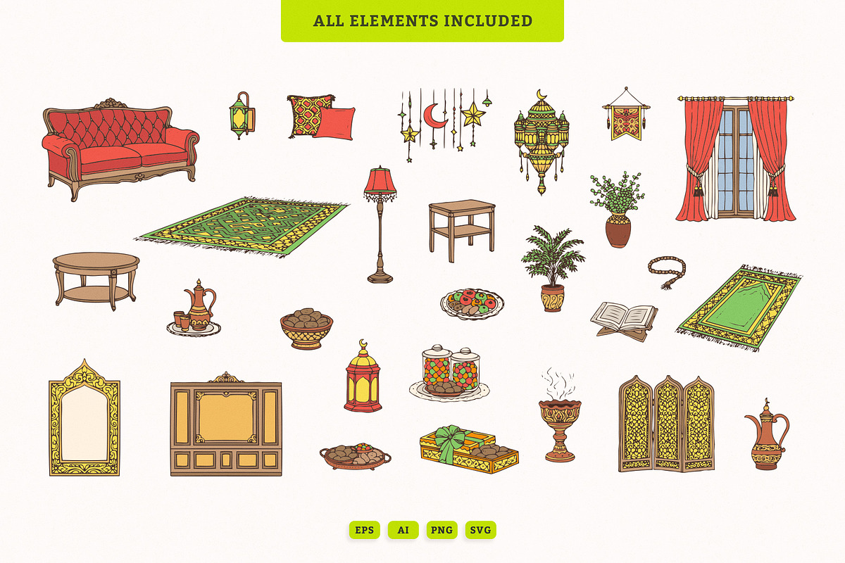 Elegant Indoor Eid Scene Creator, an Illustration by MEANDSTUDIO (Photo 4 of 4)