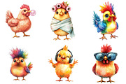 Funny Chicken Watercolor Clipart Bun, an Illustration by Watercolor design (Thumbnail 3 of 5)