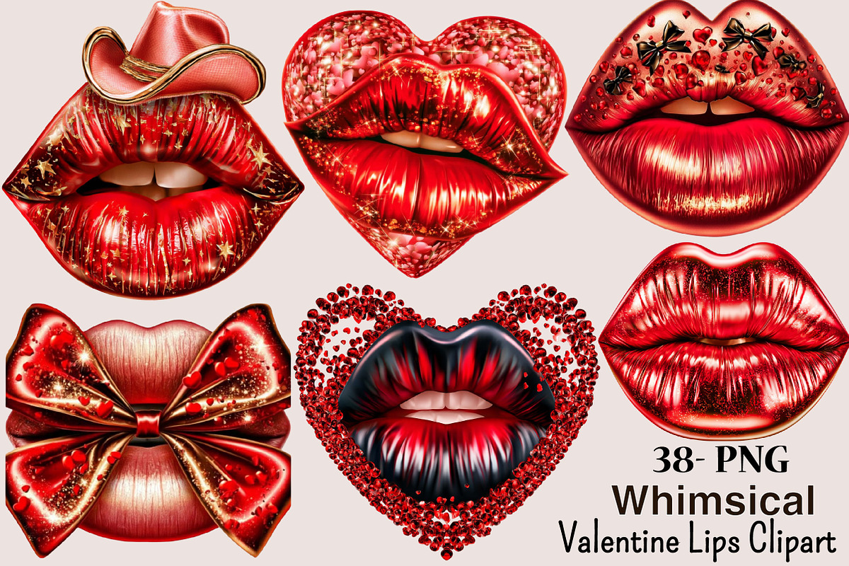 Valentine Lips Clipart PNG, a Seasonal Illustration by SVGArt (Photo 1 of 5)