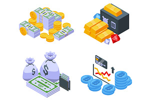 Isometric money and gold stacks, a Finance Illustration by Valerie Bodnar