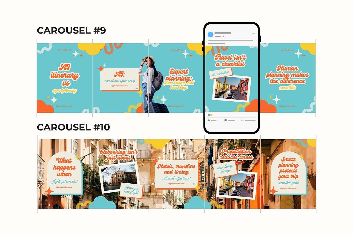 Retro Travel Instagram Carousels, a Social Media Template by Anna Design Studio (Photo 8 of 13)