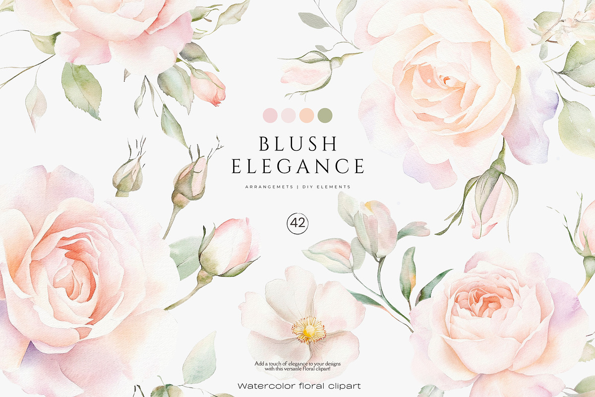 blush elegance floral clipart png, a Decorative Illustration by Patishop Art (Photo 1 of 8)