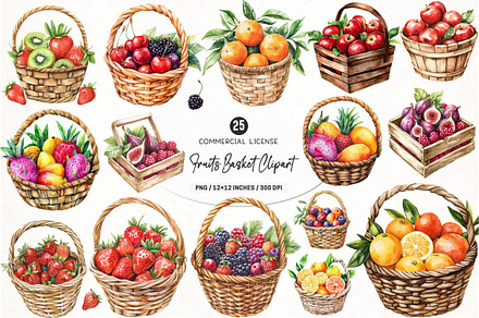Fruits in the Basket Clipart PNG, an Illustration by SinaCreation