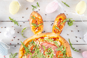 Creative made Easter Bunny Shaped Pizza, a Food & Drink Photo by Rimma