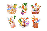 Grocery baskets for shopping food, a Food Illustration by PaperTrident (Thumbnail 1 of 9)