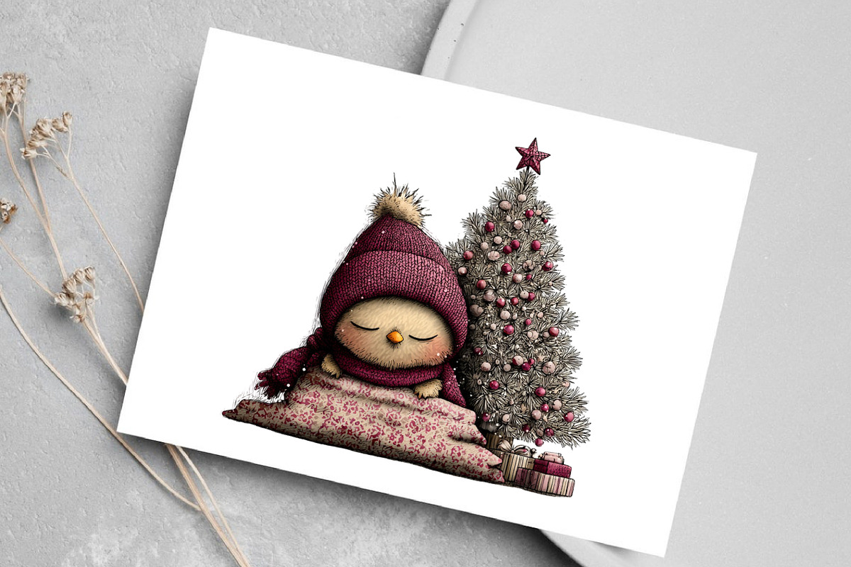 Whimsical Christmas Chick Clipart, an Illustration by Canvas Craft (Photo 5 of 7)