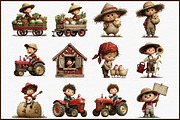 Watercolor little Farmer Clipart Set, an Illustration by Sublimation Artist (Thumbnail 3 of 6)