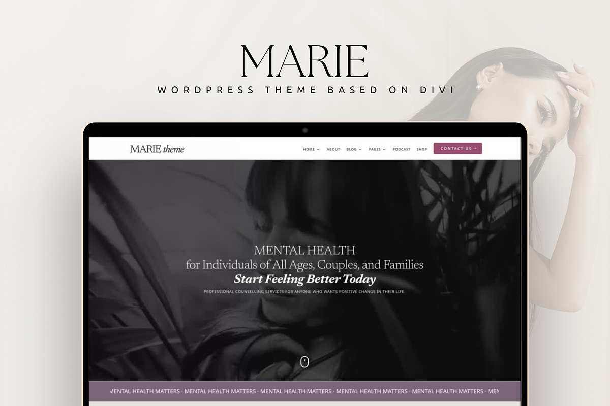 Therapist Marie WordPress Divi 5, a WordPress Template by Lovely Confetti (Photo 1 of 5)