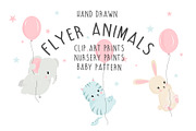 Hand Drawn Flyer Animals, an Animal Illustration by Black_sun (Thumbnail 1 of 4)