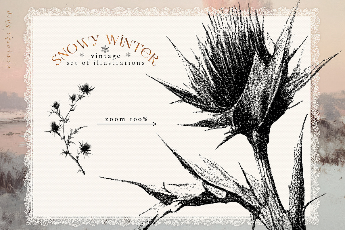 Snowy Winter - vintage illustrations, a Seasonal Illustration by Pamyatka Shop (Photo 12 of 17)