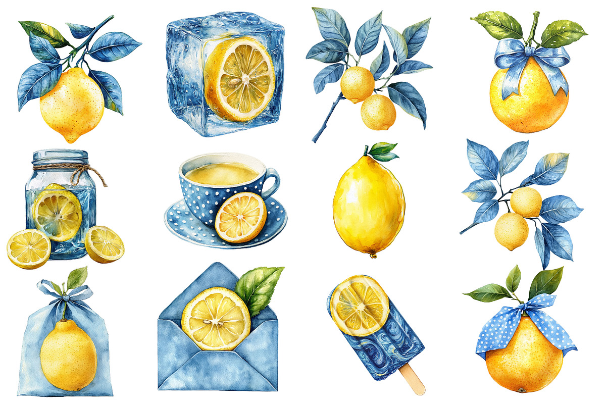 Yellow & Blue Lemon Sublimation, an Illustration by Designworld (Photo 2 of 5)