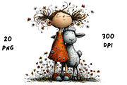 Whimsical Floral Girl & Lamb, an Animal Illustration by GiraffeCreative (Thumbnail 8 of 20)