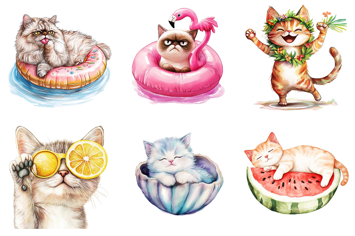 Funny Summer Cats, an Illustration by DreamArtGraphic (Photo 4 of 4)