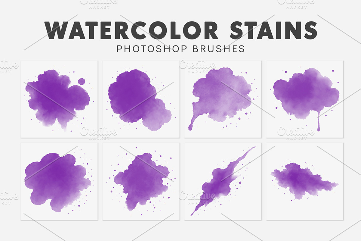 25 Watercolor Stains Brushes, a Brush Add-On by AB-TheDesigner (Photo 2 of 4)