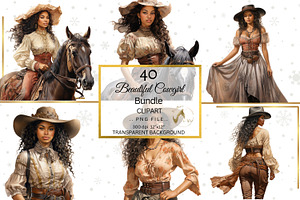 Watercolor Cowgirl Clipart Bundle