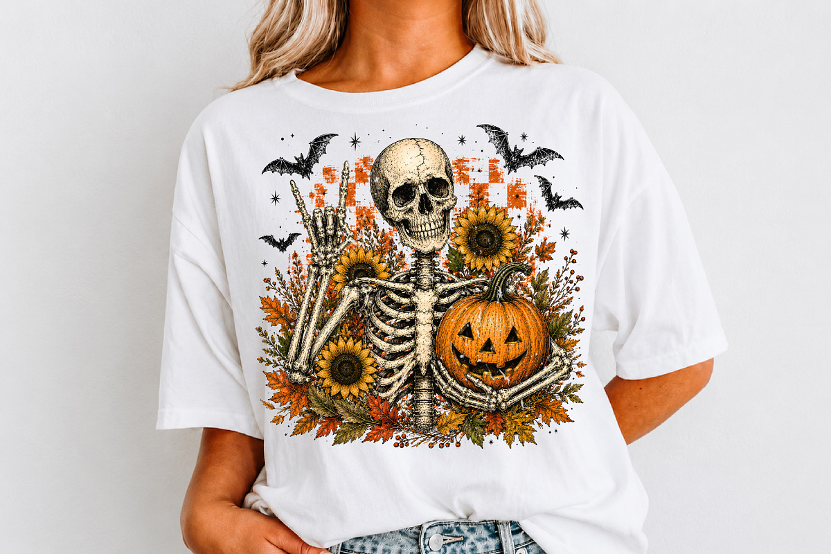 Retro Fall Skeleton Png,Trendy, a Seasonal Illustration by Libby Wishes (Photo 3 of 3)