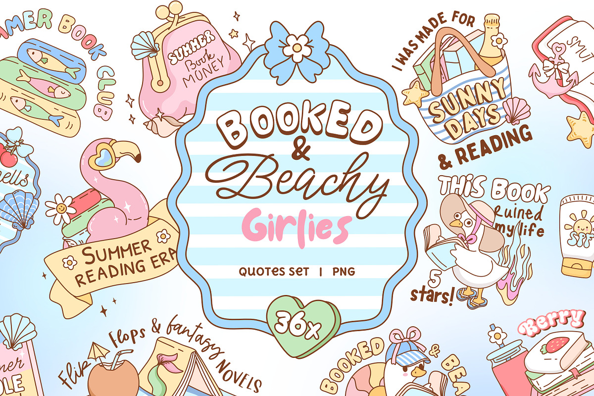 Coastal Summer Bookish Quotes Bundle, a Seasonal Illustration by Huxmay (Photo 1 of 9)