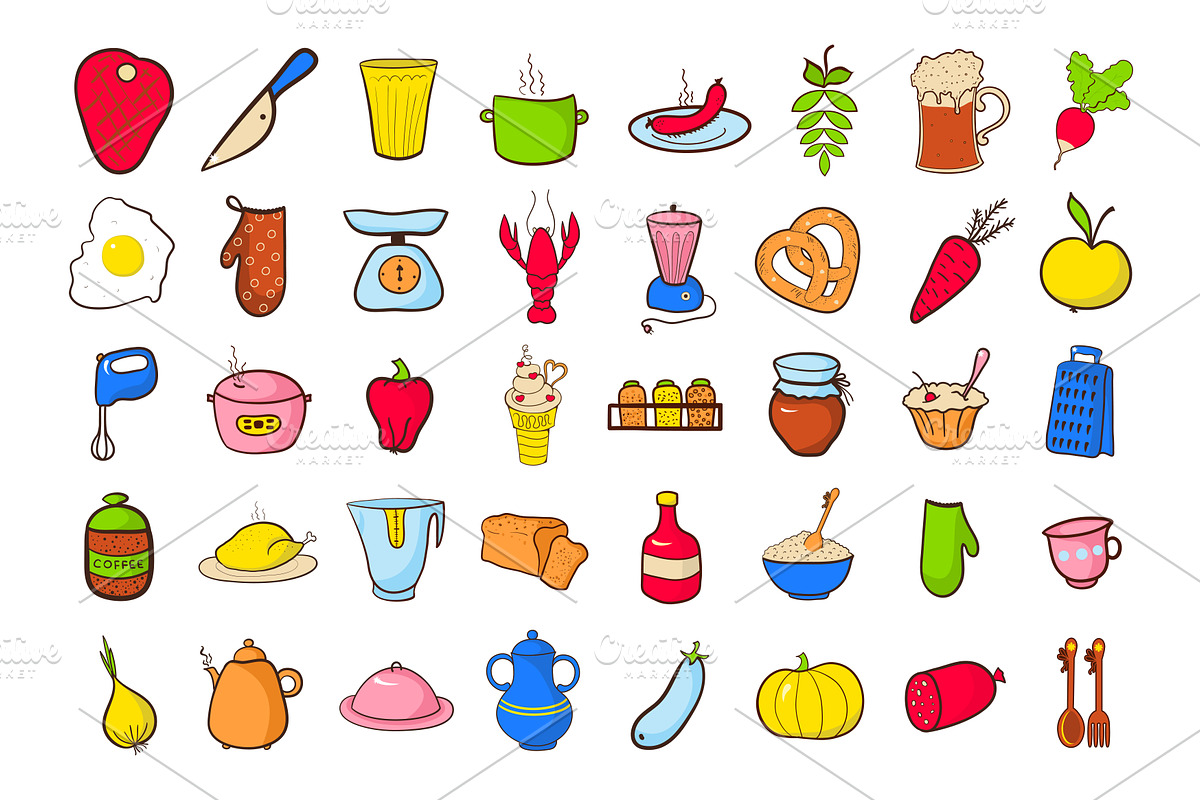 40 Food Icons, an Icon by meowu (Photo 2 of 3)