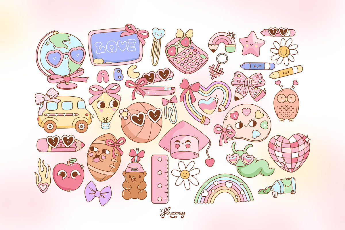 Valentine at School Clipart Bundle, an Education Illustration by Huxmay (Photo 3 of 7)