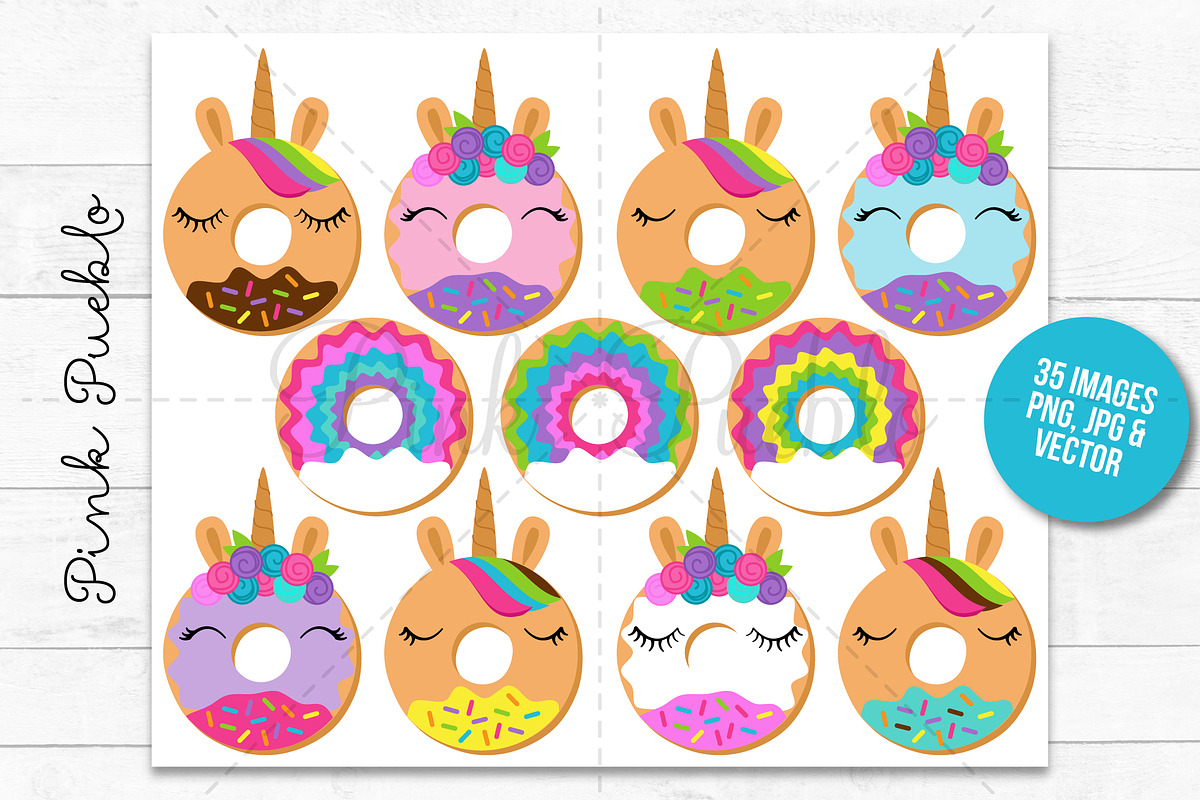 Donut Clipart and Vectors, an Illustration by PinkPueblo (Photo 2 of 4)