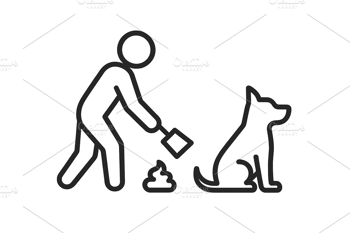 Person cleaning up dog waste in a, an Animal Illustration by ZinetroN