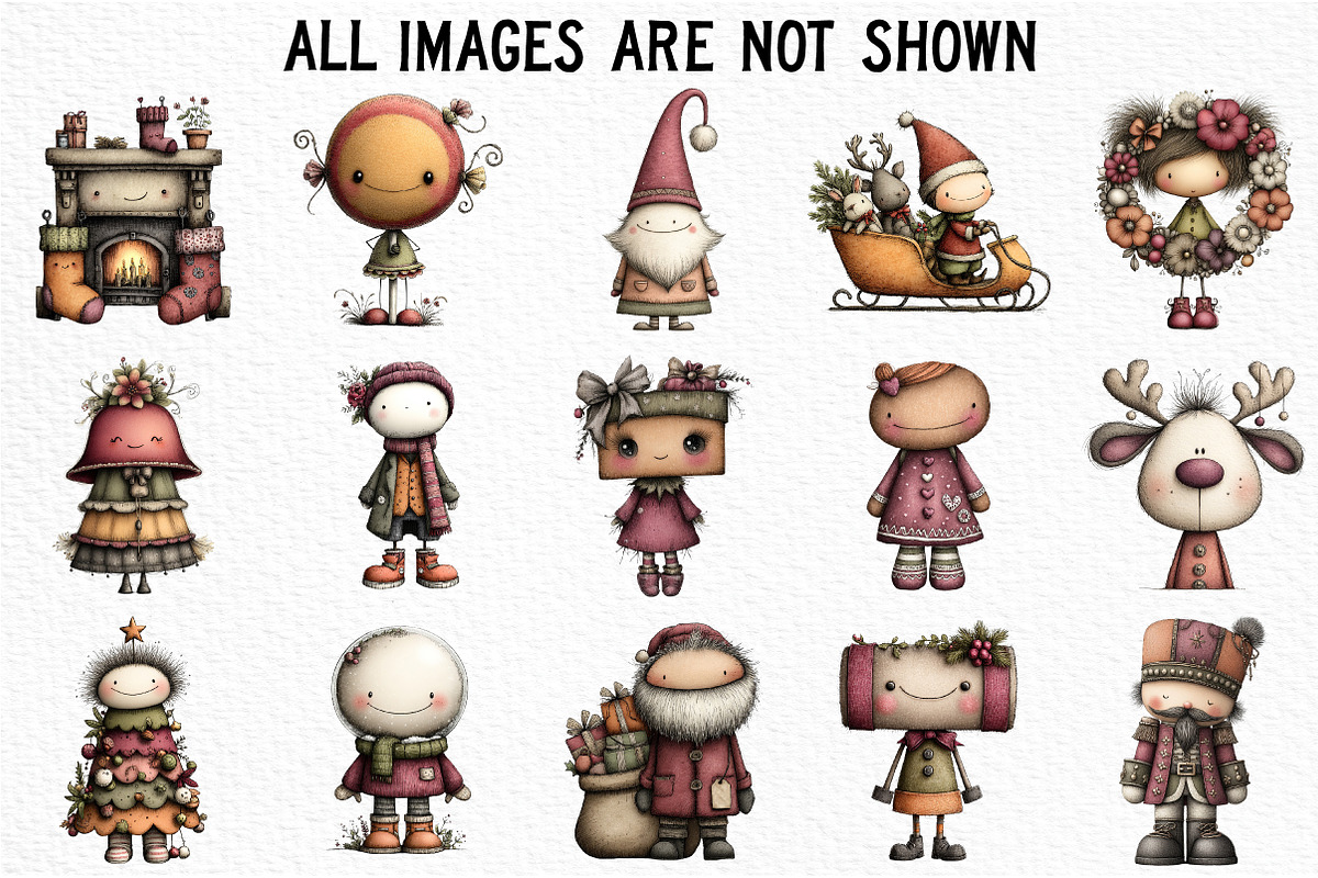 Whimsical Christmas Clipart Bundle, an Illustration by Craft Nest (Photo 5 of 6)