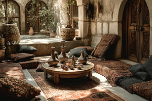 Rustic Mediterranean Courtyard, an Architecture Photo by Ocean Digital Art