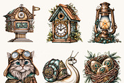 Steampunk Forest Clipart Bundle, a Seasonal Illustration by BusyDaydesign (Thumbnail 6 of 9)