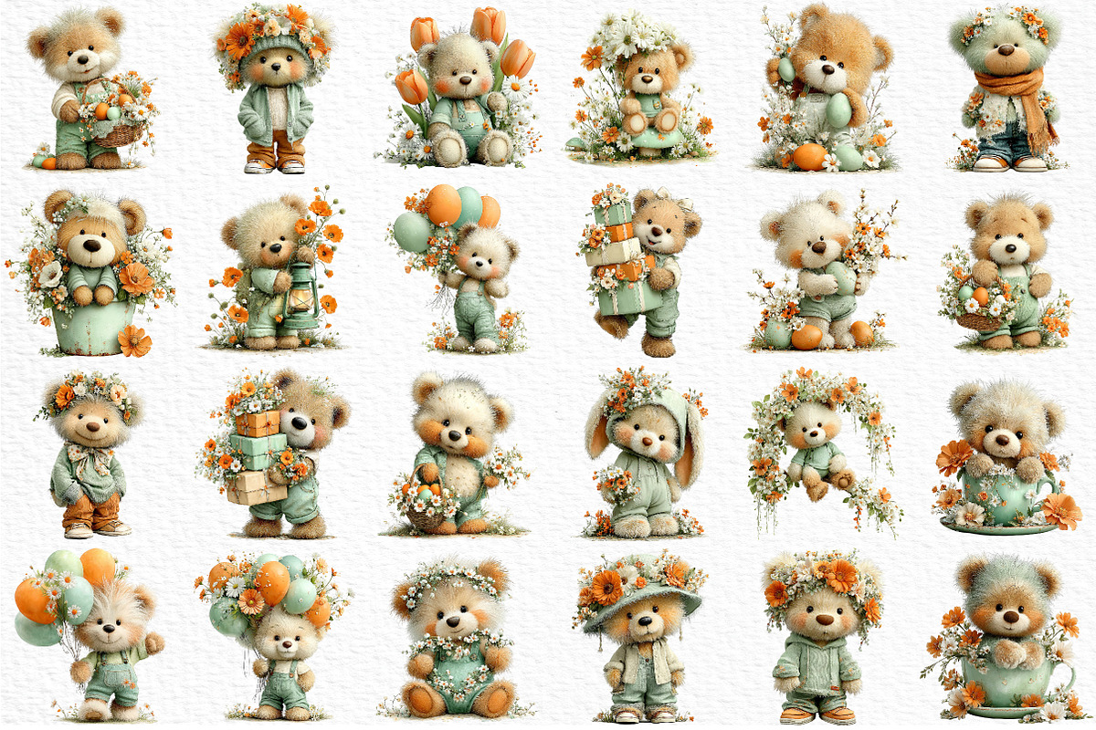 Spring Teddy Bear Clipart Png, an Illustration by Craft Nest (Photo 6 of 11)