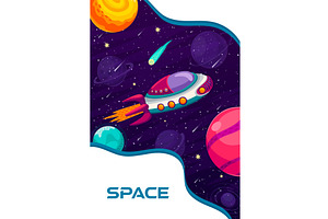 Space Poster. Spaceship, Galaxy