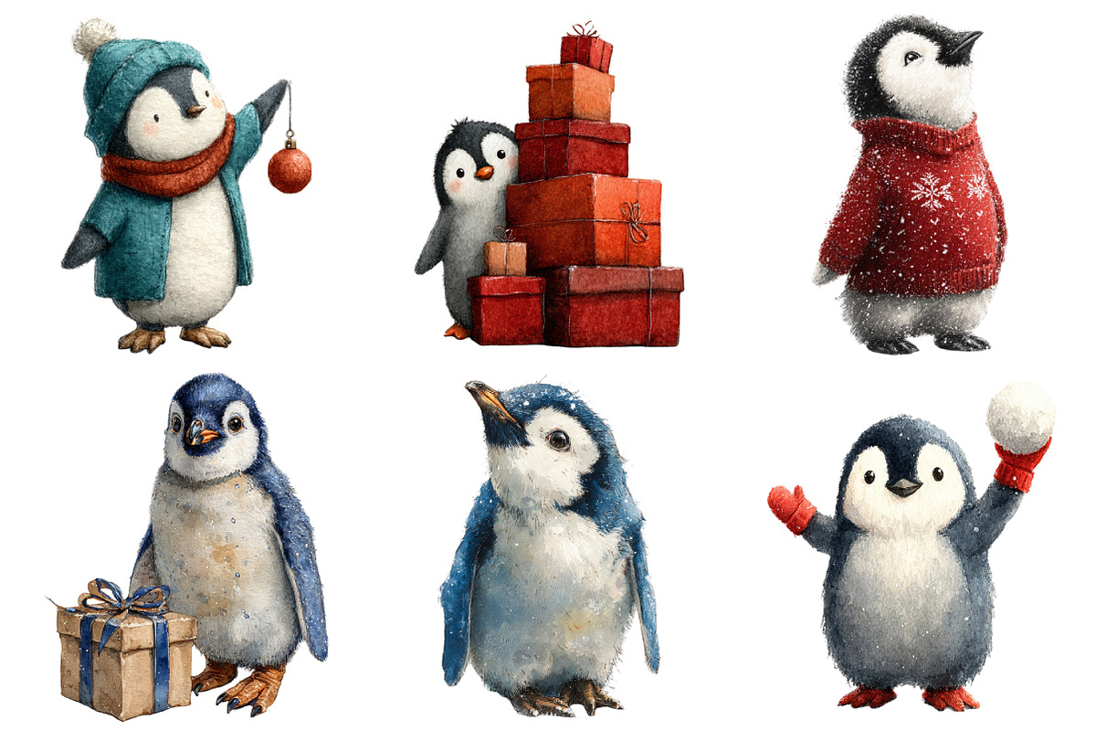 Christmas Penguin Clipart, an Illustration by Daily.Designs (Photo 5 of 5)