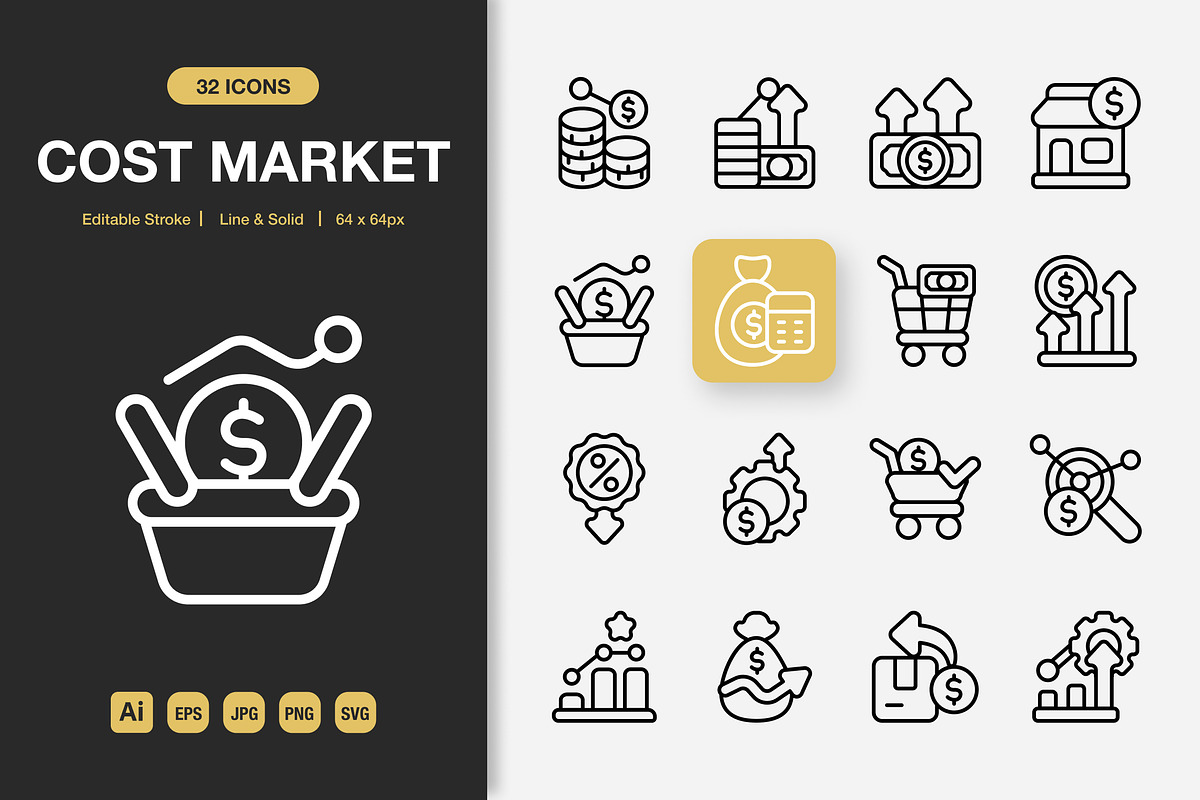Cost Market Icons, an Icon by Spacepixel Creative (Photo 1 of 3)