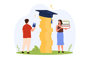 Students Calculating Higher support, an Education Illustration by Flashvector