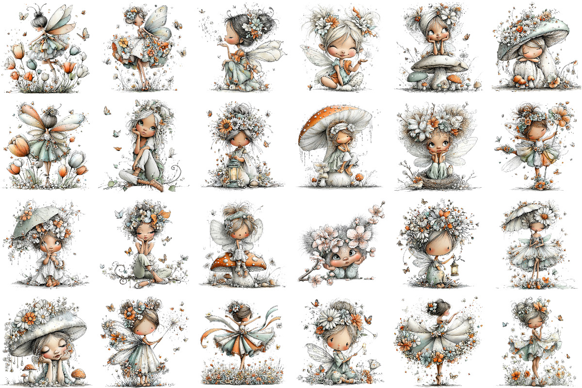 Whimsical Pastel Spring Fairies Clip, an Illustration by designcity5 (Photo 2 of 5)