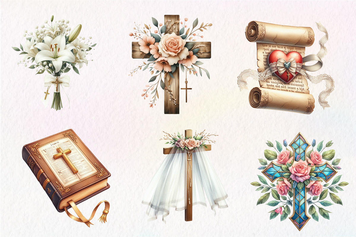 Watercolor Christian Wedding Clipart, an Illustration by CreationArt (Photo 4 of 5)